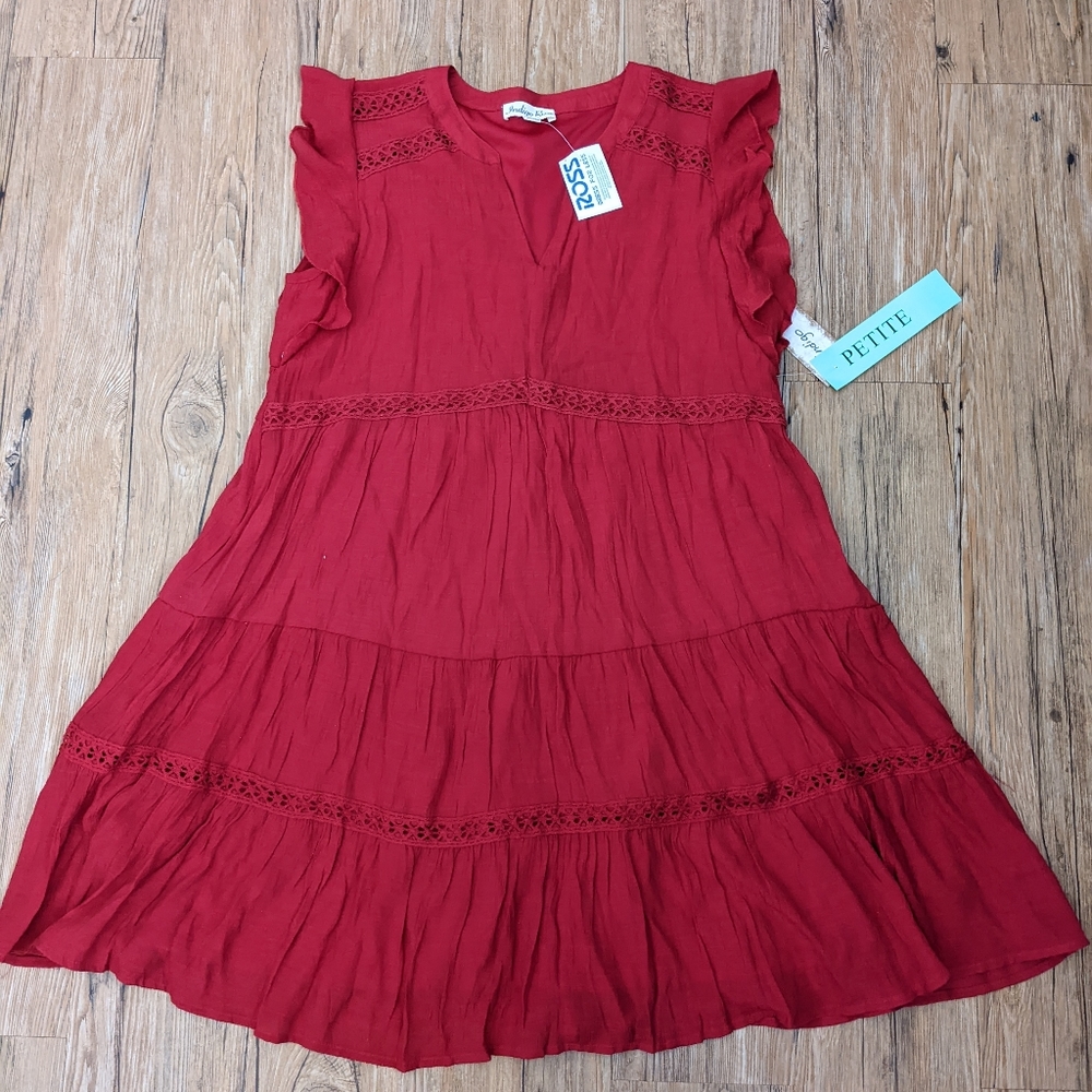 Indigo Rose Red Dress - PETITE Large
